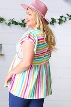 Load image into Gallery viewer, Lavender Rainbow Stripe Babydoll Top