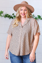 Load image into Gallery viewer, Cheetah Animal Print Collared V Neck Woven Dolman Top