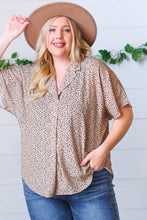 Load image into Gallery viewer, Cheetah Animal Print Collared V Neck Woven Dolman Top
