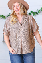 Load image into Gallery viewer, Cheetah Animal Print Collared V Neck Woven Dolman Top