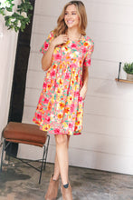 Load image into Gallery viewer, Coral Floral Babydoll Fit and Flare Dress