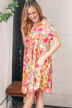 Load image into Gallery viewer, Coral Floral Babydoll Fit and Flare Dress