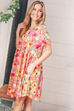 Load image into Gallery viewer, Coral Floral Babydoll Fit and Flare Dress
