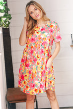 Load image into Gallery viewer, Coral Floral Babydoll Fit and Flare Dress