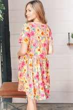 Load image into Gallery viewer, Coral Floral Babydoll Fit and Flare Dress
