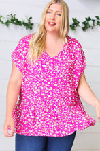 Load image into Gallery viewer, Fuchsia Floral Babydoll Woven Challis Top