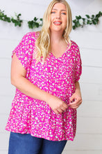 Load image into Gallery viewer, Fuchsia Floral Babydoll Woven Challis Top