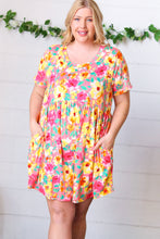 Load image into Gallery viewer, Coral Floral Babydoll Fit and Flare Dress