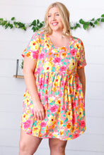 Load image into Gallery viewer, Coral Floral Babydoll Fit and Flare Dress