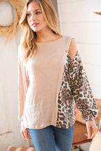 Load image into Gallery viewer, Taupe Peekaboo Shoulder Leopard Print Top