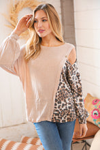 Load image into Gallery viewer, Taupe Peekaboo Shoulder Leopard Print Top
