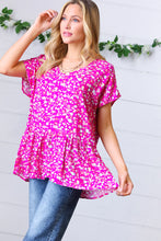 Load image into Gallery viewer, Fuchsia Floral Babydoll Woven Challis Top