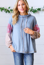 Load image into Gallery viewer, Blue Color Block Turtleneck Color Block Top