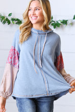 Load image into Gallery viewer, Blue Color Block Turtleneck Color Block Top
