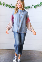 Load image into Gallery viewer, Blue Color Block Turtleneck Color Block Top