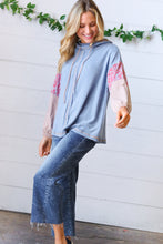 Load image into Gallery viewer, Blue Color Block Turtleneck Color Block Top