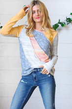 Load image into Gallery viewer, Floral Color Block Rib Terry Out Seam Stitch Detail Pullover