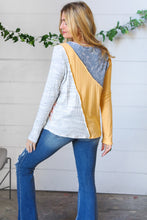 Load image into Gallery viewer, Floral Color Block Rib Terry Out Seam Stitch Detail Pullover