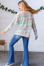 Load image into Gallery viewer, Orange &amp; Teal Textured Stripe Vintage Button Placard Top
