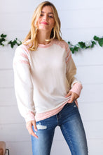 Load image into Gallery viewer, Peach &amp; Beige Eyelet Raglan Pullover Top