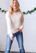 Load image into Gallery viewer, Peach &amp; Beige Eyelet Raglan Pullover Top