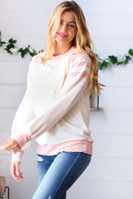 Load image into Gallery viewer, Peach &amp; Beige Eyelet Raglan Pullover Top