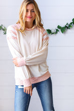Load image into Gallery viewer, Peach &amp; Beige Eyelet Raglan Pullover Top