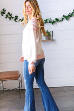 Load image into Gallery viewer, Peach &amp; Beige Eyelet Raglan Pullover Top