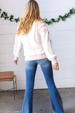 Load image into Gallery viewer, Peach &amp; Beige Eyelet Raglan Pullover Top