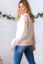 Load image into Gallery viewer, Peach &amp; Beige Eyelet Raglan Pullover Top
