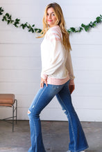 Load image into Gallery viewer, Peach &amp; Beige Eyelet Raglan Pullover Top