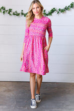Load image into Gallery viewer, Fuchsia Fit &amp; Flare Midi Pocketed Dress