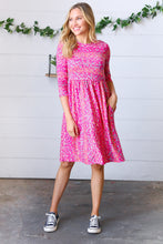 Load image into Gallery viewer, Fuchsia Fit &amp; Flare Midi Pocketed Dress