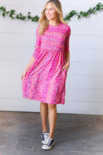 Load image into Gallery viewer, Fuchsia Fit &amp; Flare Midi Pocketed Dress