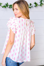 Load image into Gallery viewer, Pink Aztec &amp; Embroidered Ruffle Top