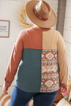Load image into Gallery viewer, Mauve Patchwork Two Tone Aztec Outseam Top