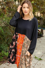 Load image into Gallery viewer, Floral Vertical Color Block Midi Dress