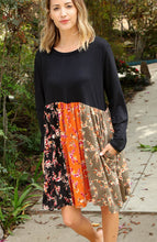 Load image into Gallery viewer, Floral Vertical Color Block Midi Dress