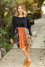 Load image into Gallery viewer, Floral Vertical Color Block Midi Dress