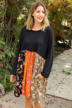 Load image into Gallery viewer, Floral Vertical Color Block Midi Dress
