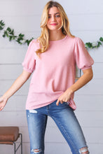 Load image into Gallery viewer, Baby Pink Puff Sleeve Two Tone Sweater Top