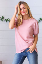 Load image into Gallery viewer, Baby Pink Puff Sleeve Two Tone Sweater Top
