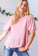 Load image into Gallery viewer, Baby Pink Puff Sleeve Two Tone Sweater Top
