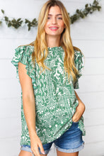 Load image into Gallery viewer, Boho Floral Mock Neck Double Flutter Sleeve Woven Top