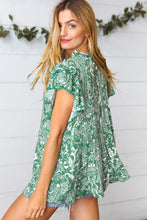 Load image into Gallery viewer, Boho Floral Mock Neck Double Flutter Sleeve Woven Top