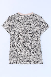 Apricot Cheetah Print Crew Neck Top