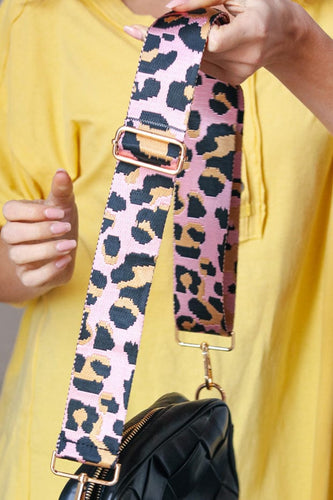 accessor One Size Fits All Lavender/Black Adjustable Gold Hook Leopard Strap