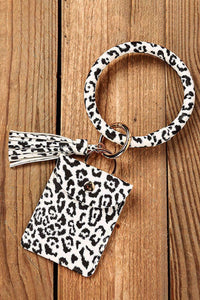 Accessories Leopard Tassel Keychain Wristlet With Pouch