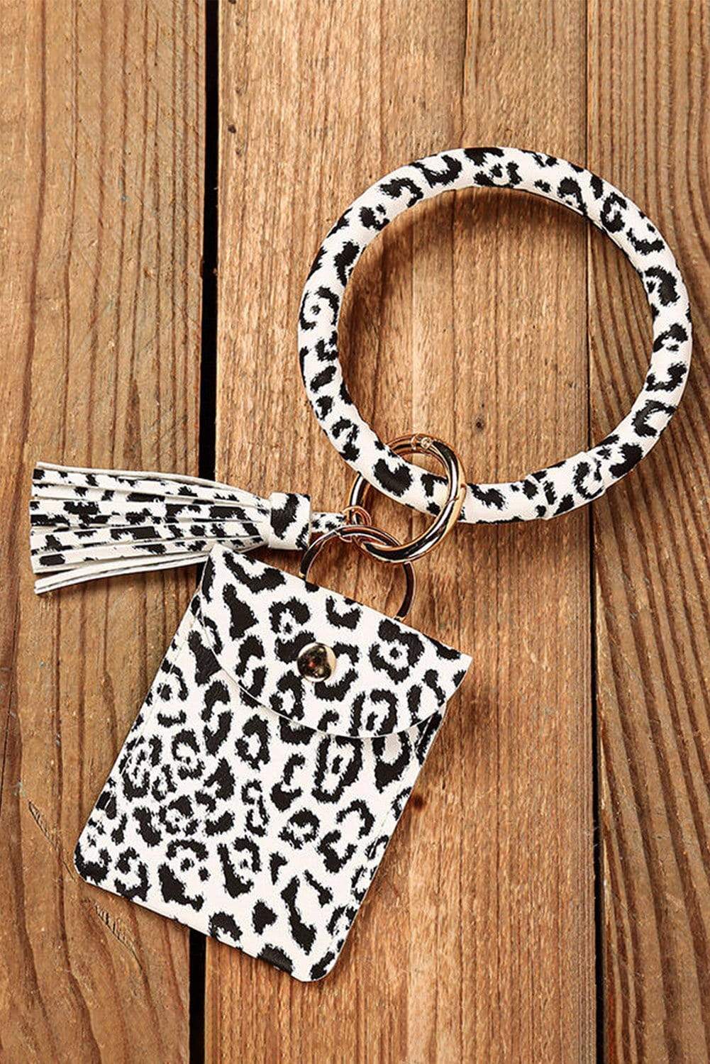 Accessories Leopard Tassel Keychain Wristlet With Pouch