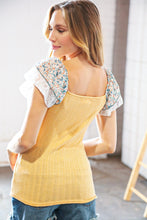 Load image into Gallery viewer, Amber Rib Floral Raglan Flutter Sleeve Slim Top